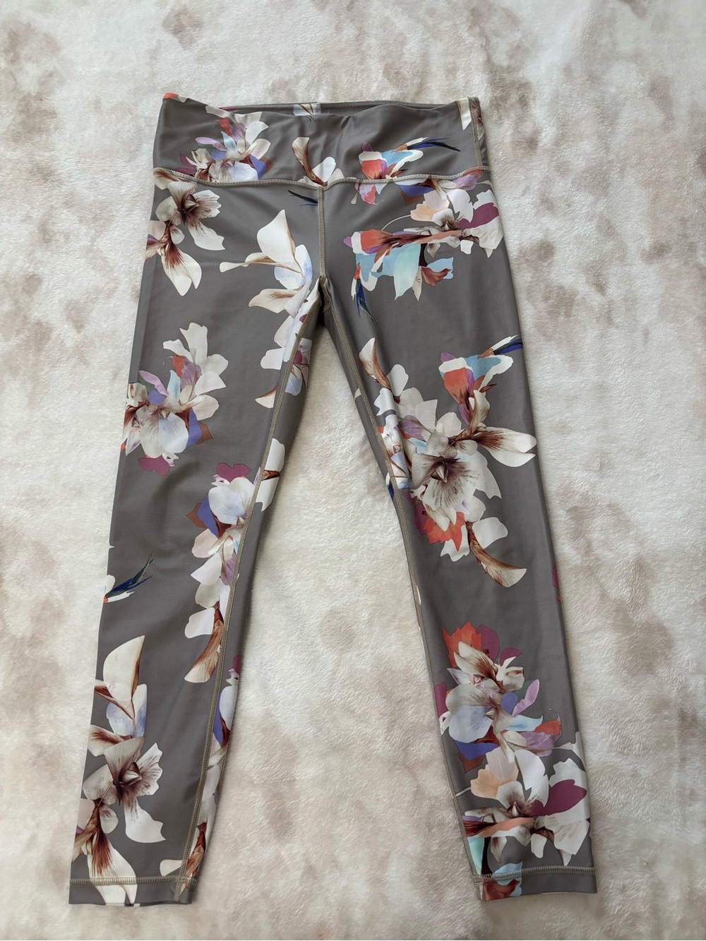 Athleta Gray Floral Print Kids Leggings
